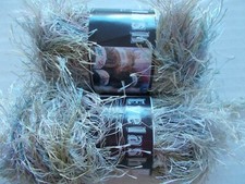 MeiMei Eyelash yarn, silvery beige tones, lot of 2 57 yds each