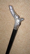 Antiker Gehstock/Stock - versilberter Kupferbaumzweig Fritzgriff