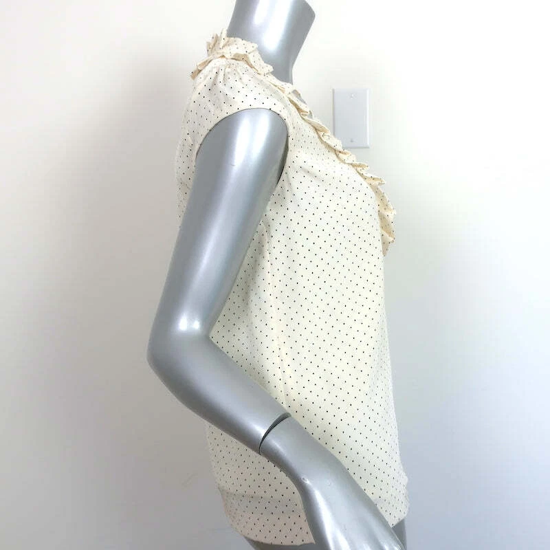 Blusa Kate Spade com babados bolinhas marfim tamanho extra pequena manga boné NOVA - Imagem 3 de 4