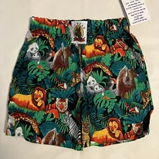 VTG Yo Wear Max Boxxer Kids Unisex Shorts Jungle Safari 100% Cotton NOS USA XS