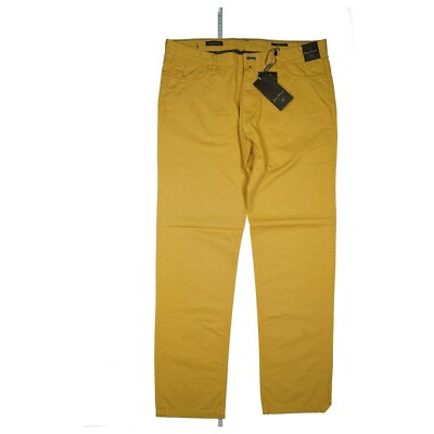 Jean Biani Mens Chino Trousers Jeans Slim Fit Premium Mustard XL 54 W36 L32 Ochre NEW