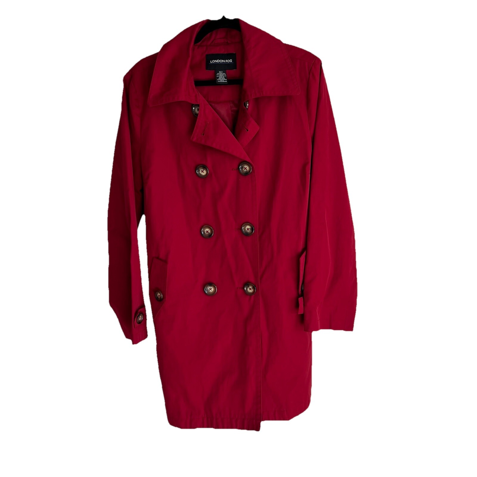 London Fog Women’s Red Belted Trench Coat in Size Large