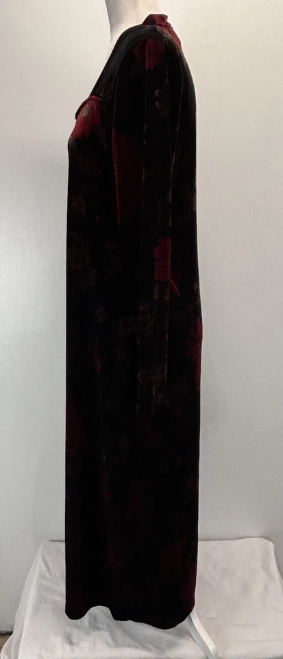 Maxi Vestido Floral Vintage Años 90 Colección Kathie Lee Terciopelo Negro y Rojo L Grunge Foto 2 de 4