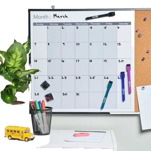 Whiteboard magneetwand, klein dubbelzijdig whiteboard, droog afwasbaar, A4-formaat, magneetbord, magneetwand, met droog uitwisbare pennen, gum, magneten, houder, 30 x 21 cm
