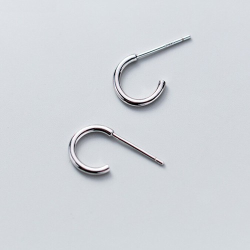 Ohrstecker Halb Creolen Schmal Rund Sterling Silber 925 Damen Ohrringe - Bild 2 von 10