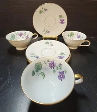 Heinrich H&C Serb Bavaria Violet Tea Set of 3 cups and saucers, excellent shape