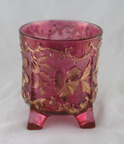 C1900 US GLAS 15063 BÖHMISCH ALLOVER TIEFE CRANBERRY FLECK ZUCKERDOSE 4,5 ZOLL EAPG