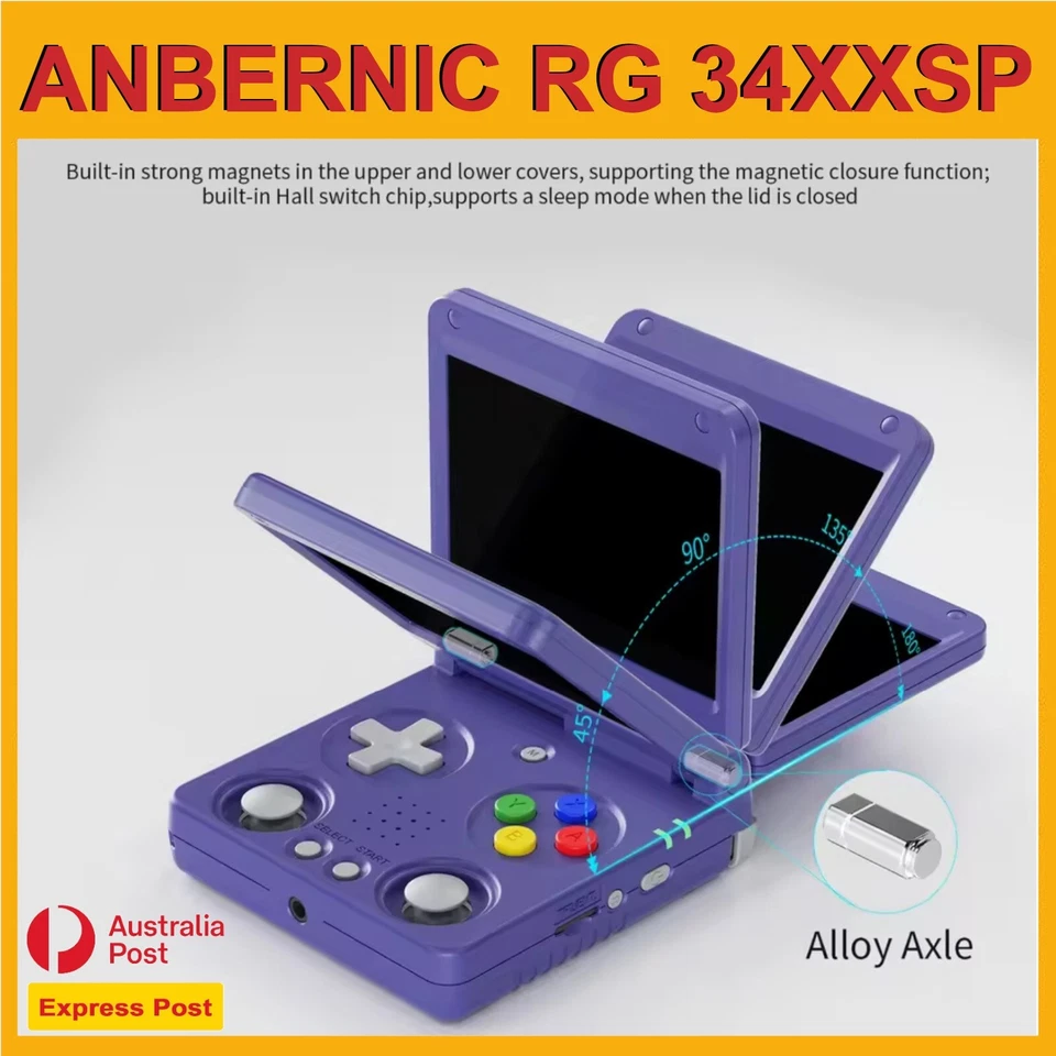 Anbernic RG 34XXSP Handheld Retro Game Console Dual joysticks 3.4inch Flip