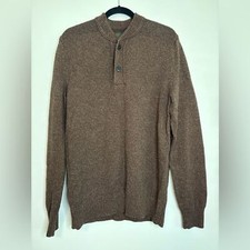 Eddie Bauer Brown Cotton Henley Sweater Men  s Tall Large 100 Cotton Pullover