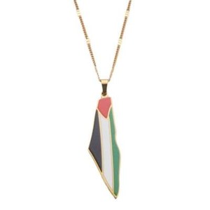 Authentic Silver Gold Plated Palestine Flag Map Necklace Pendant