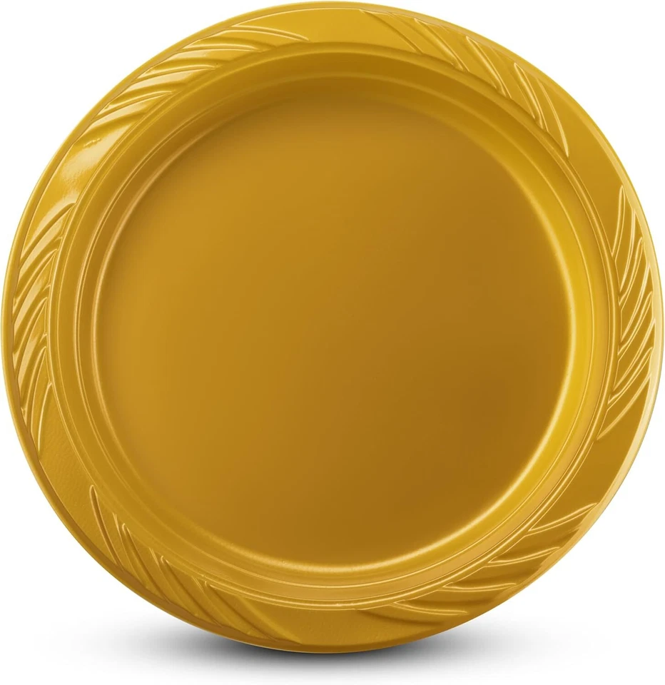 6 Inch Gold Plastic Plates 100 Bulk Pack - Disposable Cake Plates for Dessert &  - Image 2 of 3