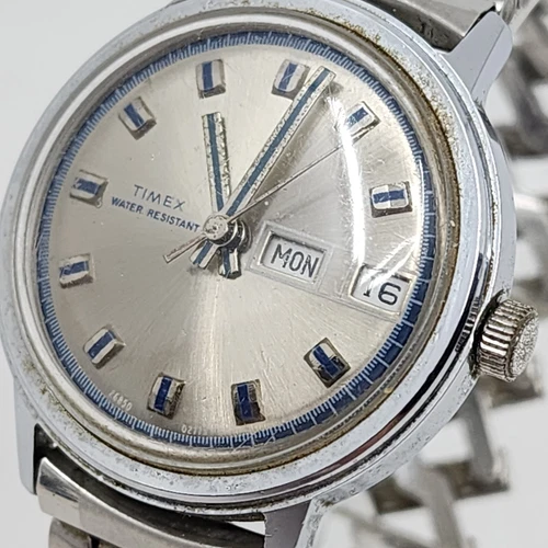 Timex Marlin Vintage 1975 Watch Manual Wind 34mm Day Date