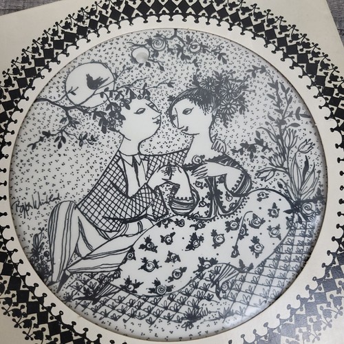Vintage Bjorn Wiinblad Ceramic Wall Plaque Black White May Harmoni Denmark NIB - Picture 7 of 12