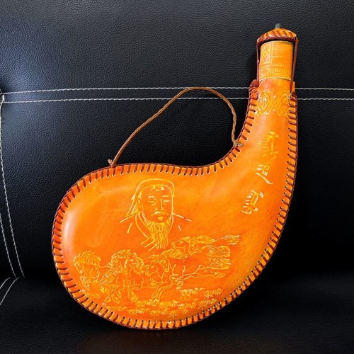 Mongolische Weinkürbisflasche Volkskunst ethnisches Souvenir Bühnenaufführung Requisite - Bild 2 von 4