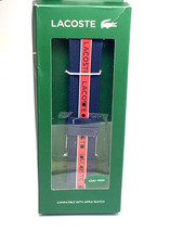 Lacoste Men's Apple Watch Band Blue Red Rubber Strap 2050004 42/44mm