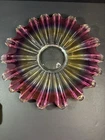 Vintage Federal Glass Celestial Marigold Iridescent 11” glass starburst bowl.