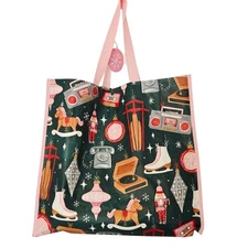 Retro Christmas Record Player Phone Skates Horse Ornaments TJMaxx Tote Bag Gift