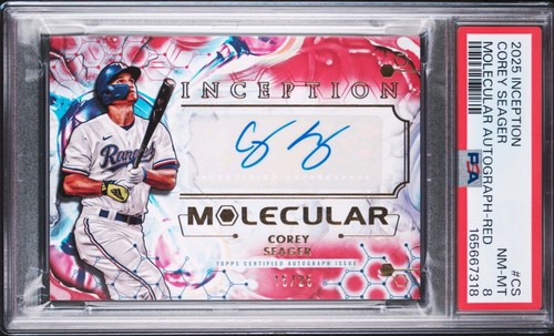 2025 COREY SEAGER PSA 8 AUTO TOPPS INCEPTION MOLECULAR RED RANGERS #'d /25 