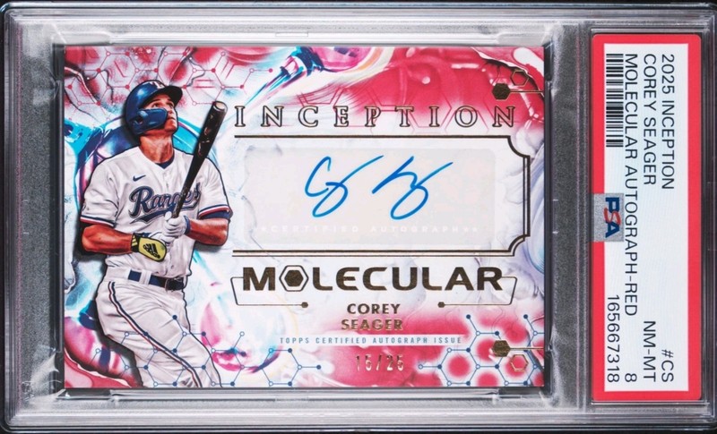 2025 COREY SEAGER PSA 8 AUTO TOPPS INCEPTION MOLECULAR RED RANGERS #'d /25 