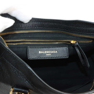 BALENCIAGA Metallic Edge City Hand Shoulder Bag Leather Black