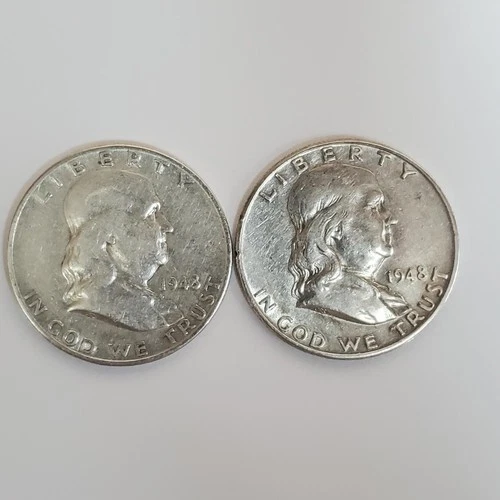 1948 P&D Franklin Half Dollars 90% SILVER (2 Coin Set) ***Exact Coins*** #00-64