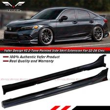 For 22-26 Honda Civic Yofer V2 Meteorite Gray Black 2 Toned Side Skirt Extension