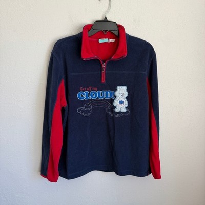 Vintage CareBears Grumpy Bear Get Off My Cloud 1/4 Zip Fleece Pullover Women M/L