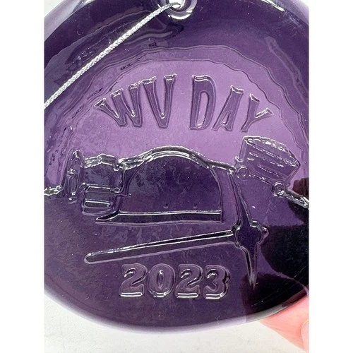 Blenko Glass WV Day 2023 West Virginia Coal Miner Suncatcher Ornament 3.25in