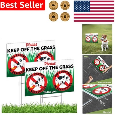 2 PC Keep Off Grass Yard Signs - No Poop Peeing Dog Warning Coroplast Lawn De...