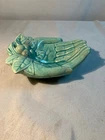 Vintage Nelson McCoy Pottery Open Hands Trinket Dish Turquoise Green  USA