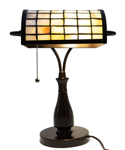 Handcrafted Egyptian Tiffany Bankers Lamp Vintage C41213