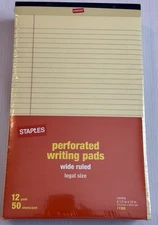 Legal-Ruled Canary Perforated Writing Pads, 12-Pk STAPLES 6Brand