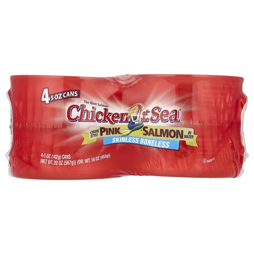 Chunk Style Pink Salmon in Water, 4 Cans, 5 oz (142 g) Each