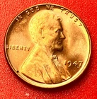 1947-P Lincoln Wheat Cent Penny GEM RED BU From an Original Bank Roll