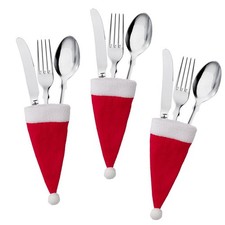 20Pc Christmas Tableware Holder Bag Christmas Hat Fork Knife Home Deco Ornament