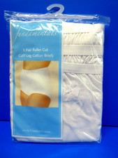 SEARS Fundamentals 3-Pack Fuller Cut Cuff Leg Cotton Briefs Panties White Sz 10