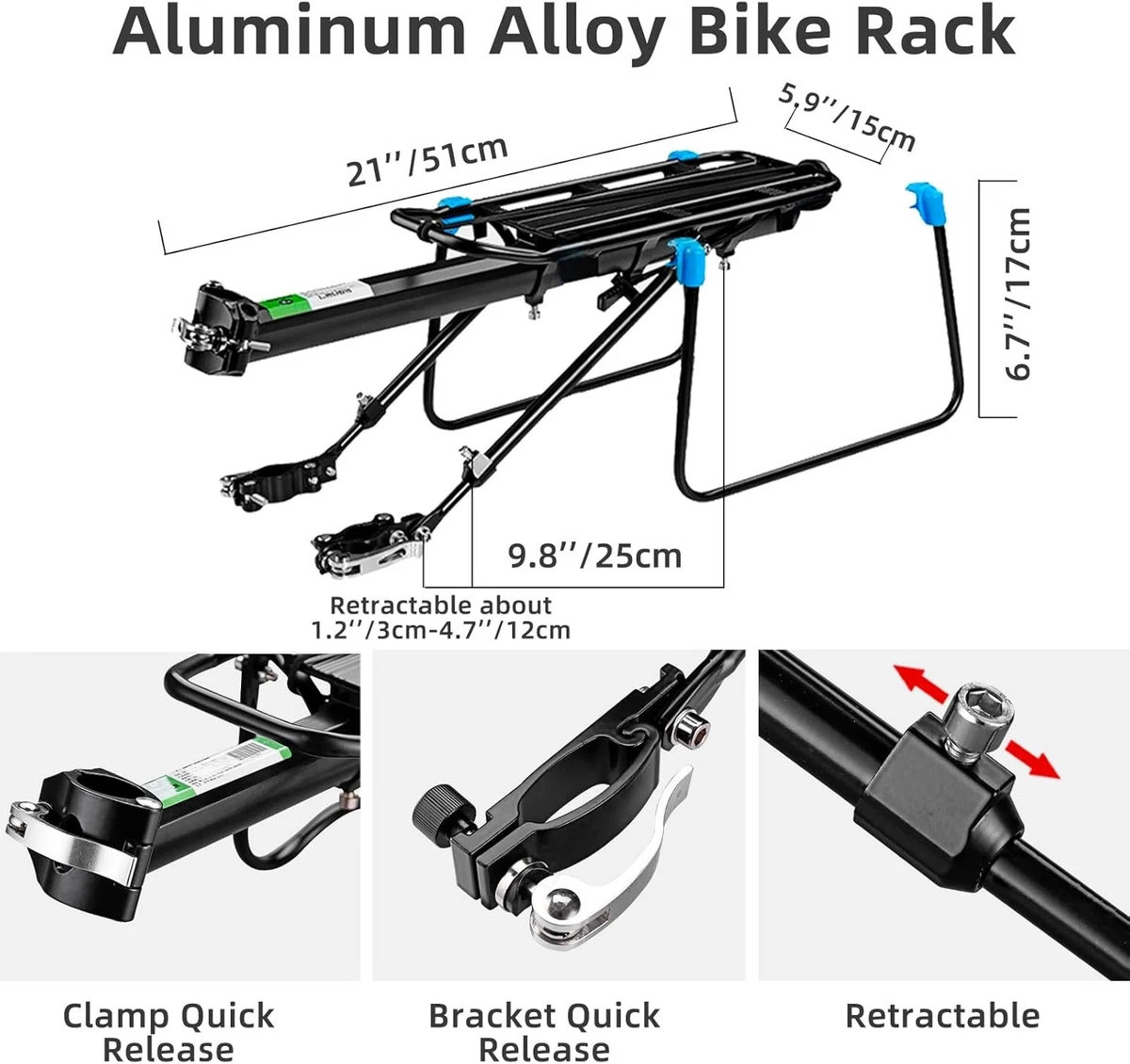ROCKBROS Bicycle Bike Rear Seat Pannier Rack MTB Luggage Carrier Rack Aluminium