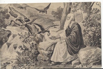 BIBLISCHER PROPHET ELIA WIRD VON RABEN GEFÜTTERT - EINE DER SECHZEHN POSTKARTE VON 1910