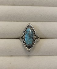 Sterling Silver Turquoise Stone Ring - Stamped Sterling - Size 7