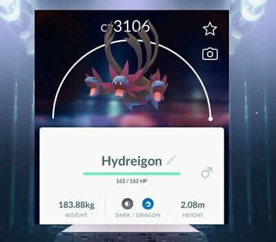 Pokemon Go Level 34 Hydreigon Perfect Moveset New Best Dark Type Pokemon Ebay