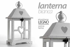 LANTERNA PORTA CANDELA DECORATIVA GIARDINO 18*13*34 CM BIANCO SHABBY HIA-706592