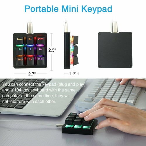 9 Programmable Keys Mechanical Gaming Keyboard RGB LED Backlit with Red Switches - Picture 5 of 6