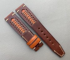 Size 20 21 22 24 26 28mm Brown Genuine VEG cowhide Leather Watch Strap Band