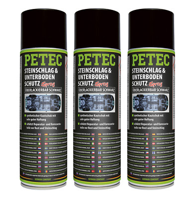 3x PETEC Steinschlag-& Unterbodenschutz Spray schwarz 500ml überlackierbar 73250