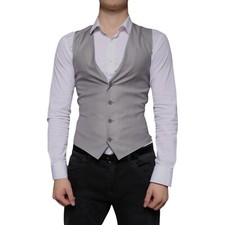 DOLCE & GABBANA Vest Light Gray Wool Formal Dress Waistcoat IT44/US34/XS 800usd