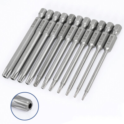 T5-T50 Torx Hollow Magnetic Screwdriver Drill Bits Quick Change Connect 50-200mm