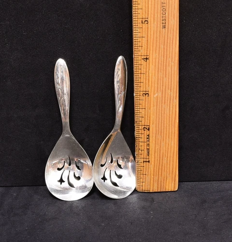 Set of 2 Gorham Sterling Silver Slotted Nut Spoons (#181)