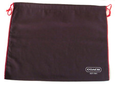COACH DUST BAG BROWN COTTON RED STITCHING WHITE LOGO DRAW STRING 19" x 15"