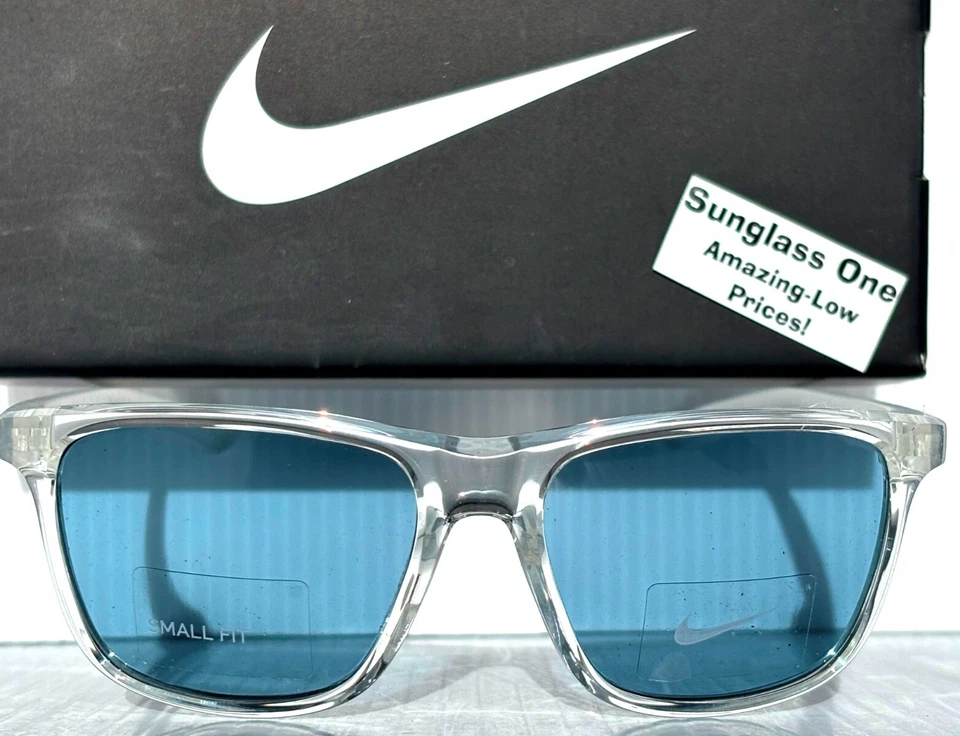 全新 Nike FLIP ASCENT 水晶和哑光 透明 紫外线防护 蓝色镜片 太阳镜 900 — 第 2/4 张图片