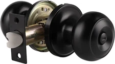 (1 Pack Matte Black Privacy Door Knobs Keyless Interior Locks for Bedroom or Bat